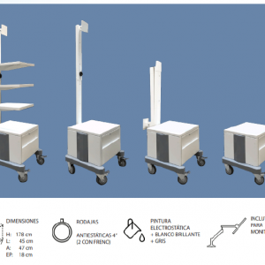 CARRO PORTA EQUIPO RODABLE PORTÁTIL DESARMABLE CON CAJÓN  PORTÁTIL