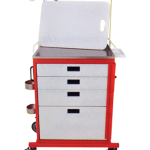 CARRO PARA EMERGENCIAS DE 4 CAJONES NUEVO (CAJONES ESMALTADOS EN BLANCO Y CUERPO ROJO)  CREM4N