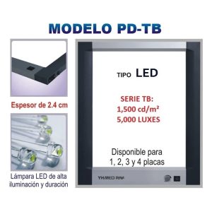 NEGATOSCOPIO TIPO LED TRIPLE CAMPO. SLIM ROYAL  PD-TB-3