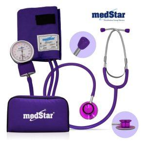 BAUMANOMETRO ANEROIDE KIT MORADO CON ESTETO DOBLE CAMPANA  SLI-HS-50B-F color morado